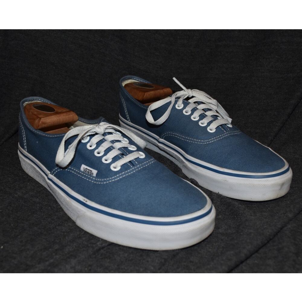 VANS Off the Wall Men's 10 Navy Blue Low Canvas Sneaker Skateboarding Lace-Up